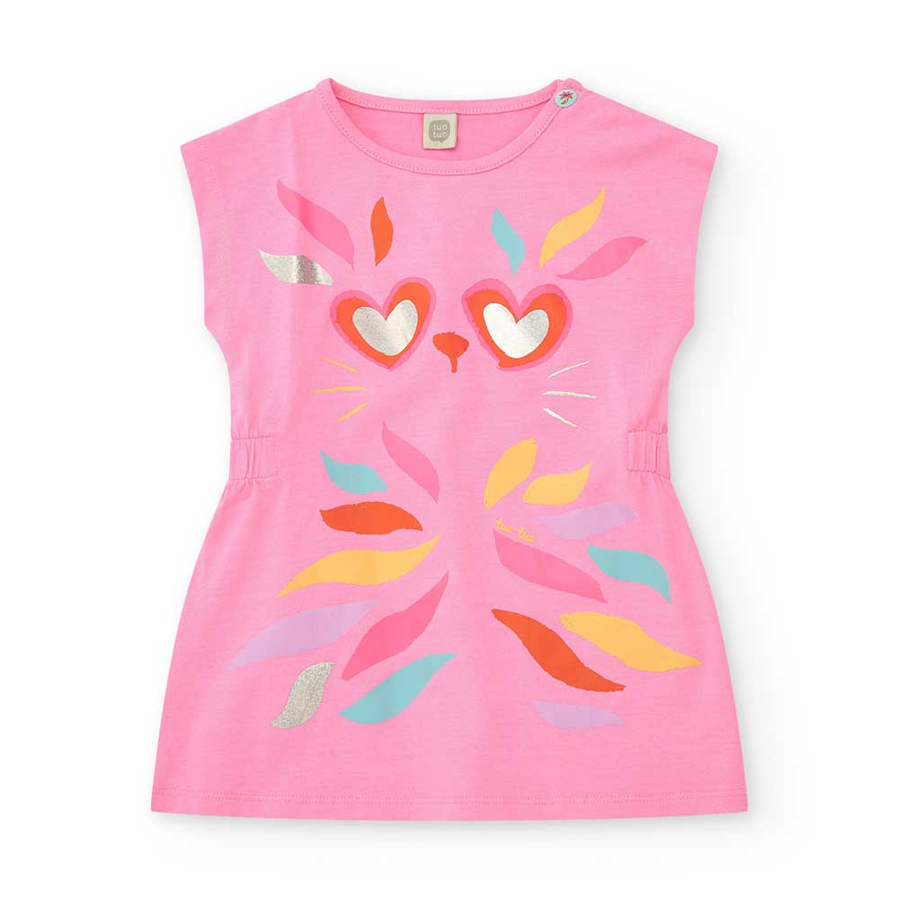 Kleines Jersey-Kleidchen der Bekleidungslinie Tuc Tuc Bambina, mit Druck auf der Vorderseite und ...