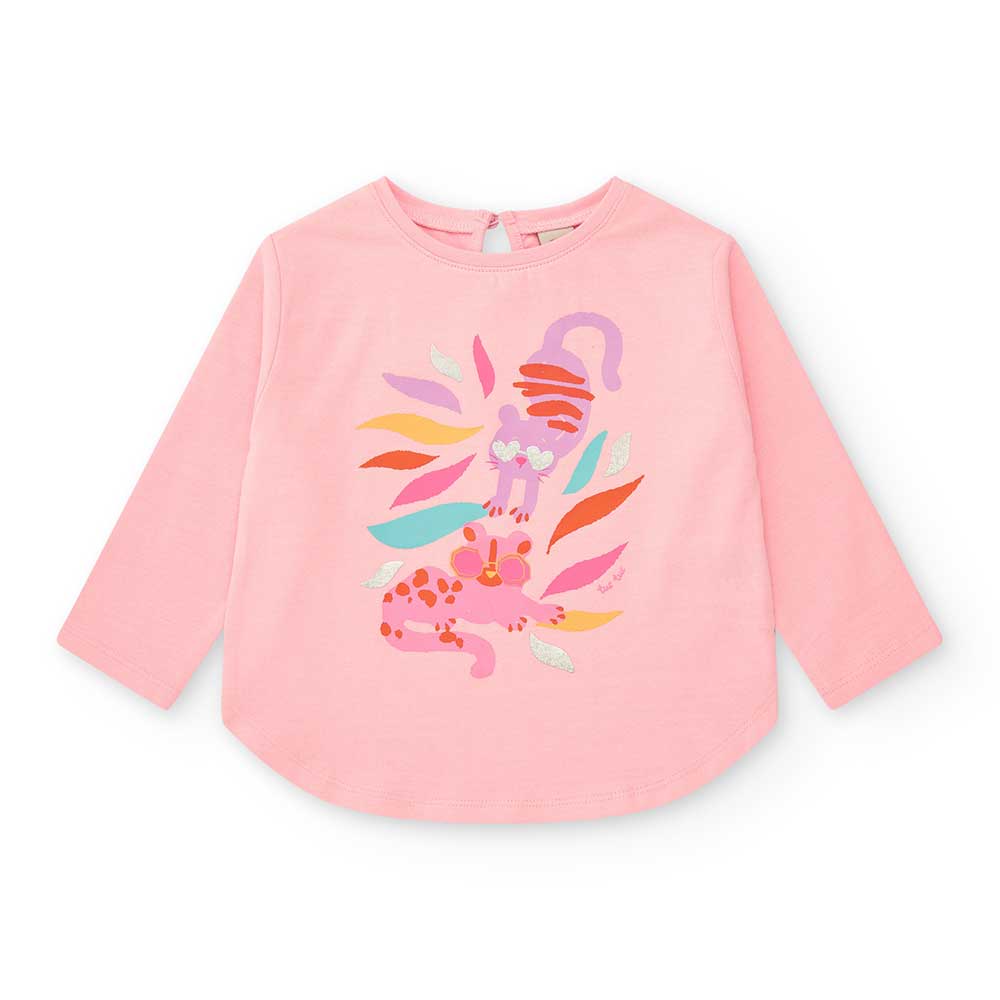 Langärmliges T-Shirt aus der Tuc Tuc Girls' Clothing Line mit buntem Druck auf der Vorderseite un...