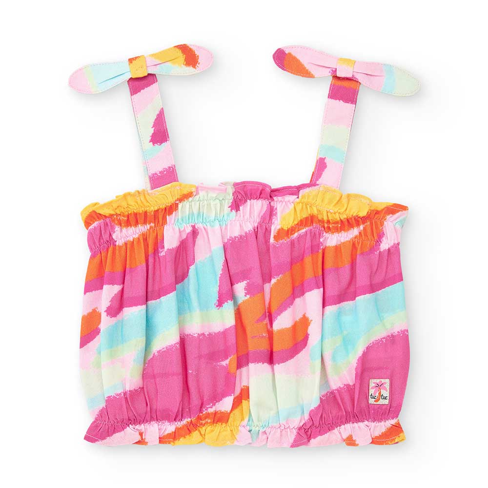 Top with straps from the Tuc Tuc Girls' Clothing Line, in fluorescent colors with all-over patter...