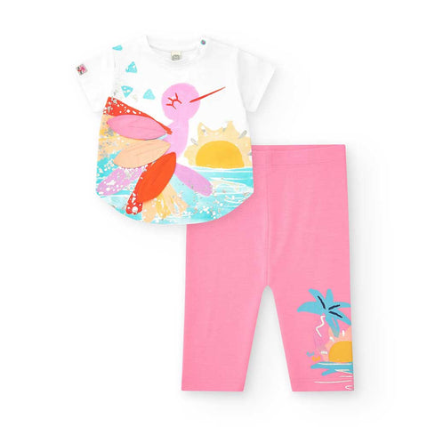 JERSEY T-SHIRT UND RADLERLEGGINGS