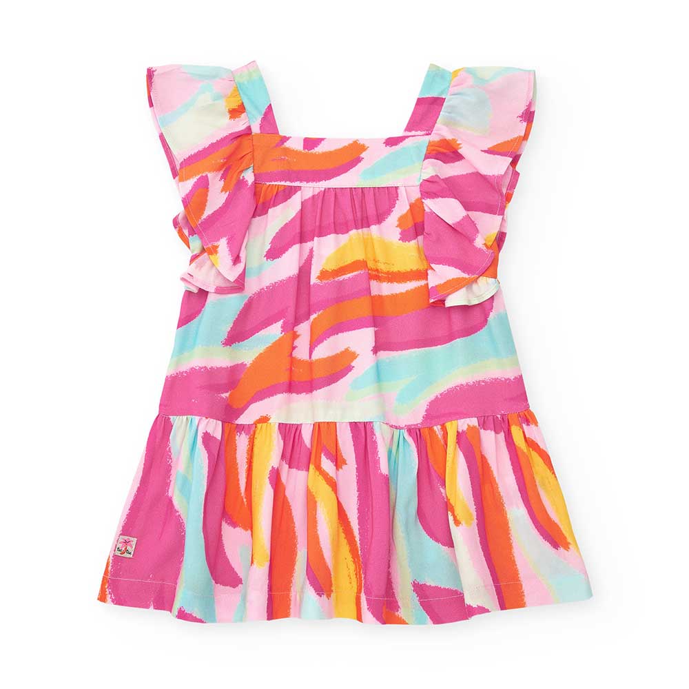 Vestito della Linea Abbigliamento Tuc Tuc Bambina, con rouges sulle spalline e fantasia a colori ...