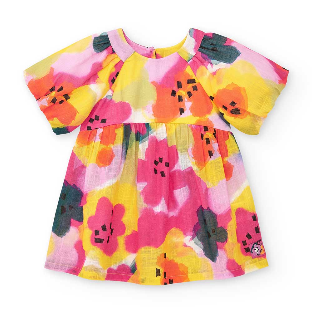 Abitino in tela della Linea Abbigliamento Tuc Tuc Bambina, con modello largo e scollo largo con c...