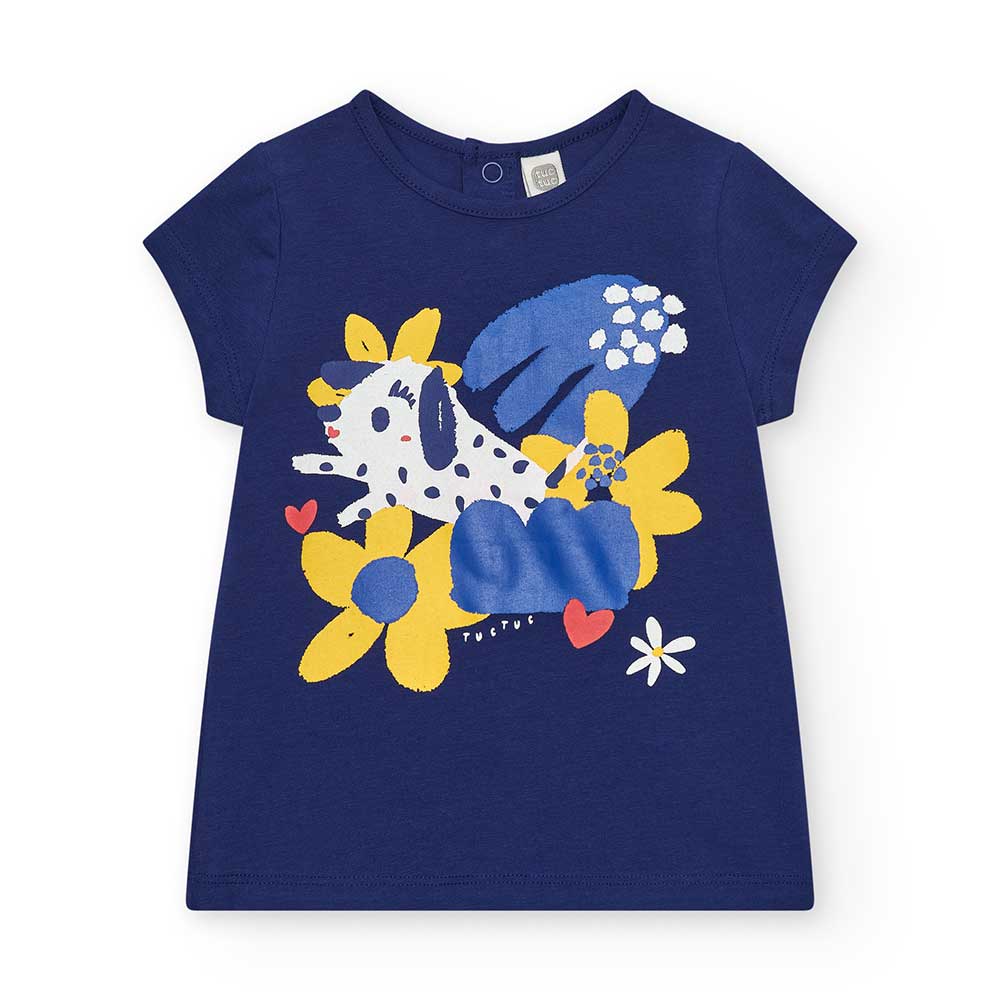 Tuc Tuc Girl's Clothing Line T-shirt with snap buttons on the back and colorful print on the fron...