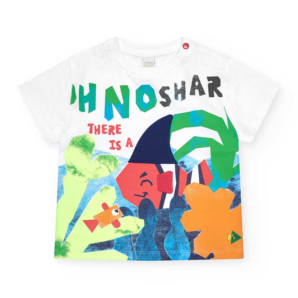 T-Shirt aus der Tuc Tuc Kinderbekleidungslinie, mit Druckknöpfen am Schulterriemen und schönem bu...