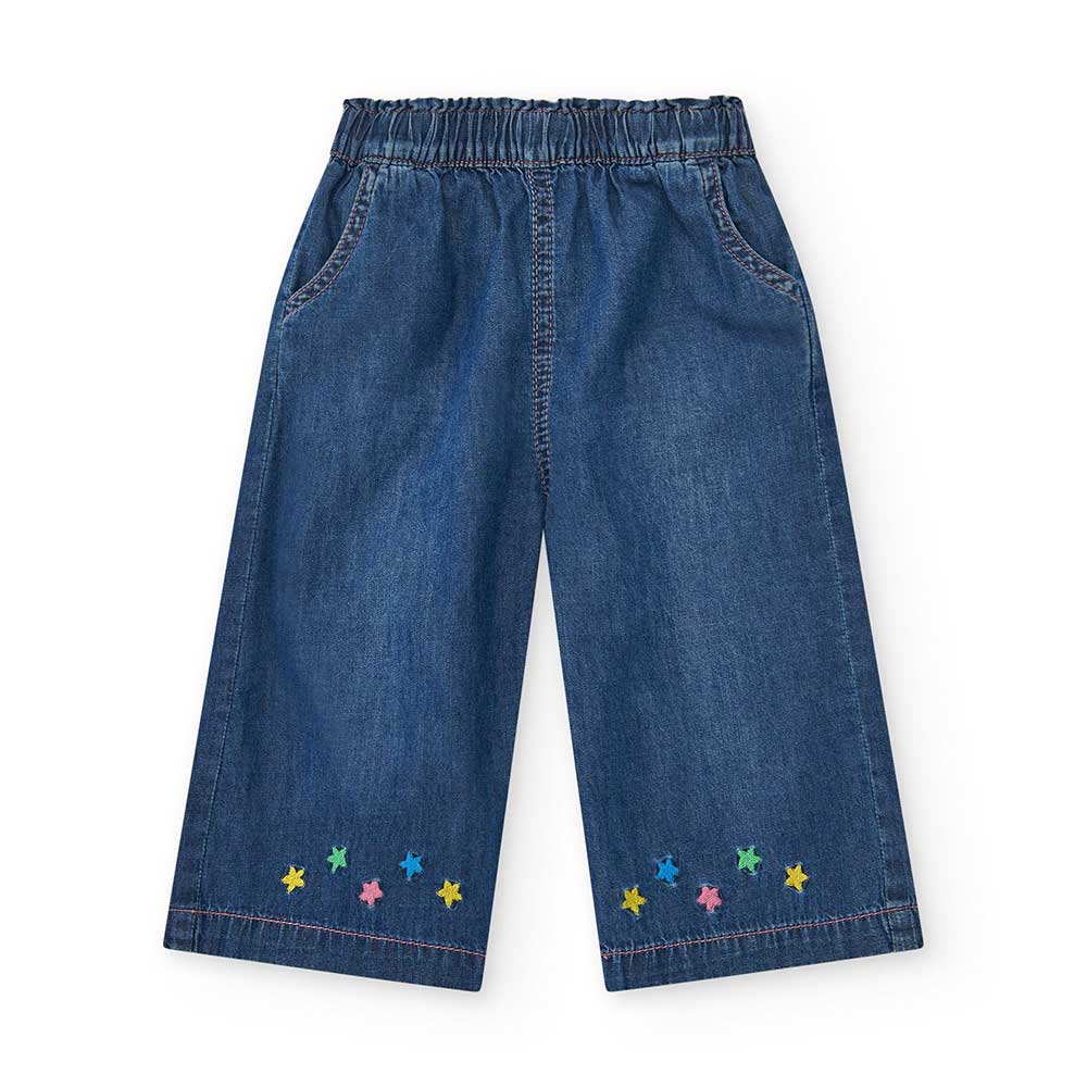 Jeanshose aus der Kinderbekleidungslinie Tuc Tuc, mit elastischem Bund und am Saum bestickten meh...