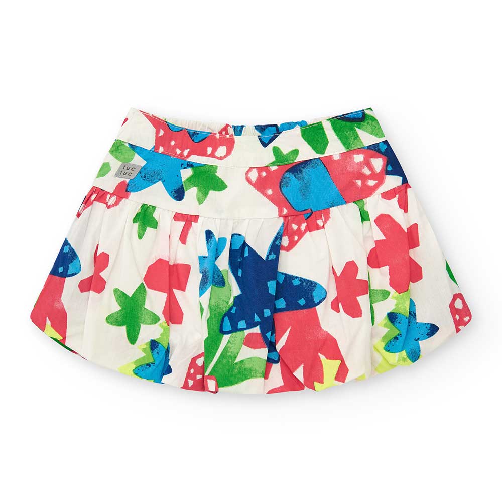Glockenrock aus der Kinderbekleidungslinie Tuc Tuc, mit elastischem Bund und Neonfarbenem Muster....