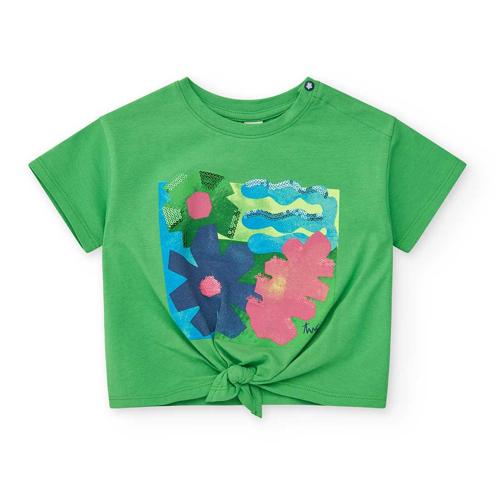 T-Shirt aus der Tuc Tuc Kinderbekleidungslinie, mit kurzem geknotetem Modell auf der Vorderseite ...