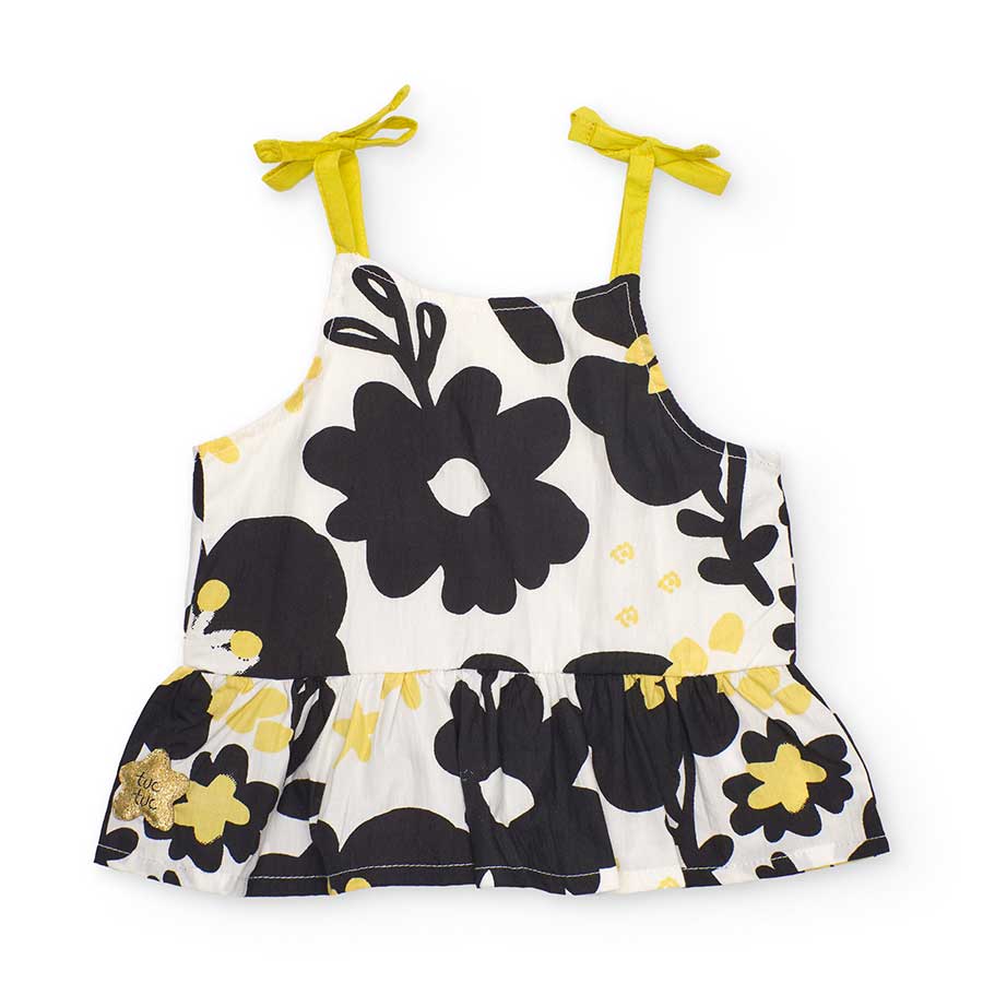 Top aus Baumwollstoff der Tuc Tuc Kinderbekleidungslinie, mit floralem Muster und Trägern mit kle...