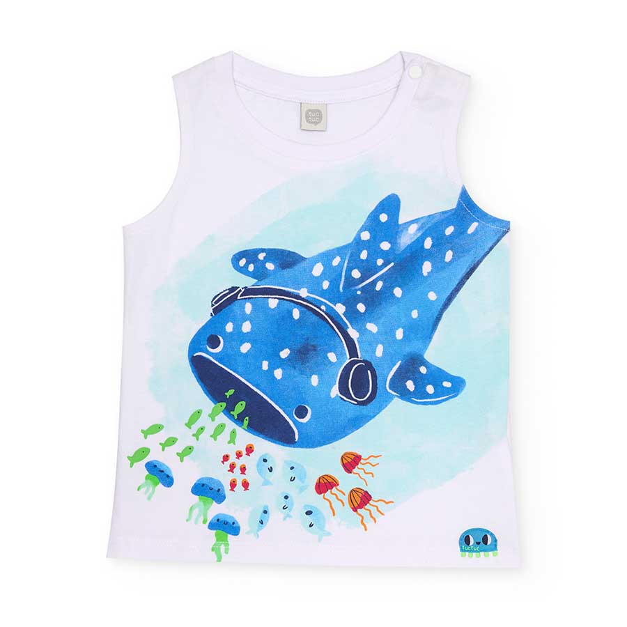 Tanktop aus der Tuc Tuc Kinderbekleidungslinie, mit einem marinen Druckmotiv auf der Vorderseite....