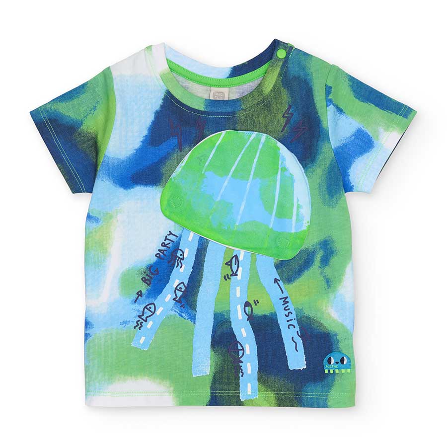 T-Shirt aus der Kinderbekleidungslinie Tuc Tuc mit einem Leuchtfarben-Druckmotiv und einer kleine...