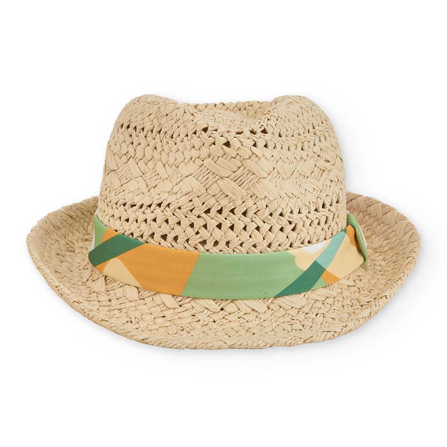 Cappello in rafia della Linea Abbigliamento Bambino Tuc Tuc, con falda e fascia in tessuto colora...