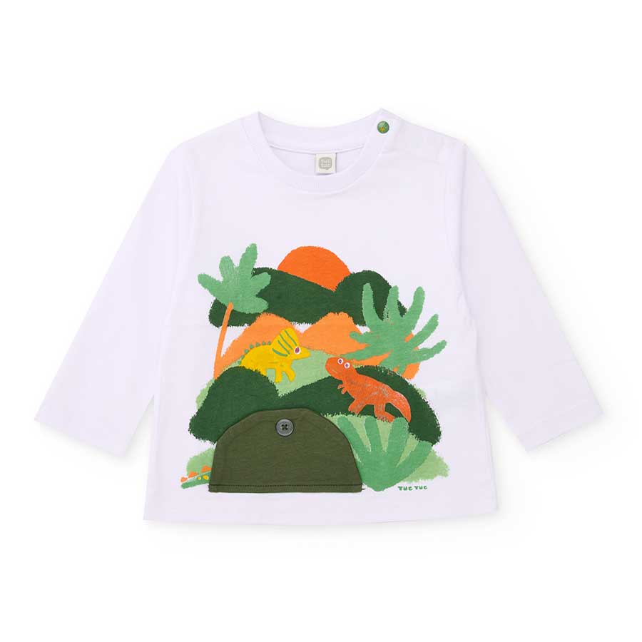 Kinder-Langarmshirt aus der Tuc Tuc Kinderbekleidungslinie, mit bunter Druckgrafik auf der Vorder...