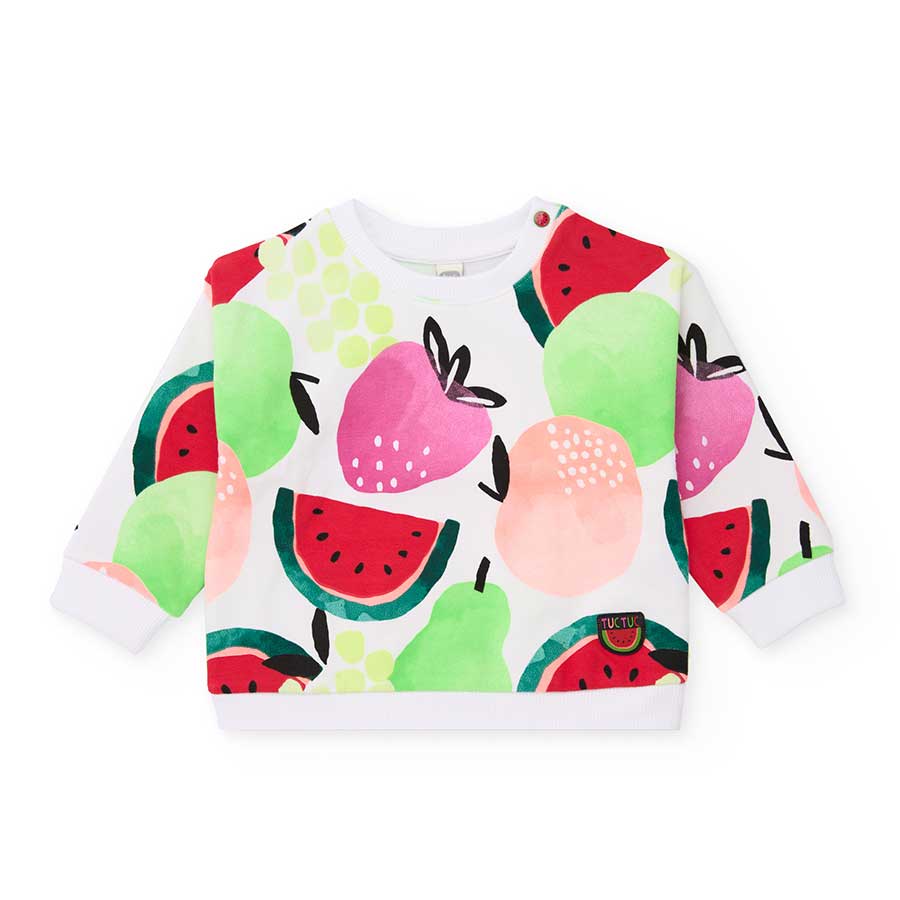 Gebürsteter Sweatshirt aus der Tuc Tuc Kinderbekleidungslinie mit All-Over-Print aus bunten Früch...