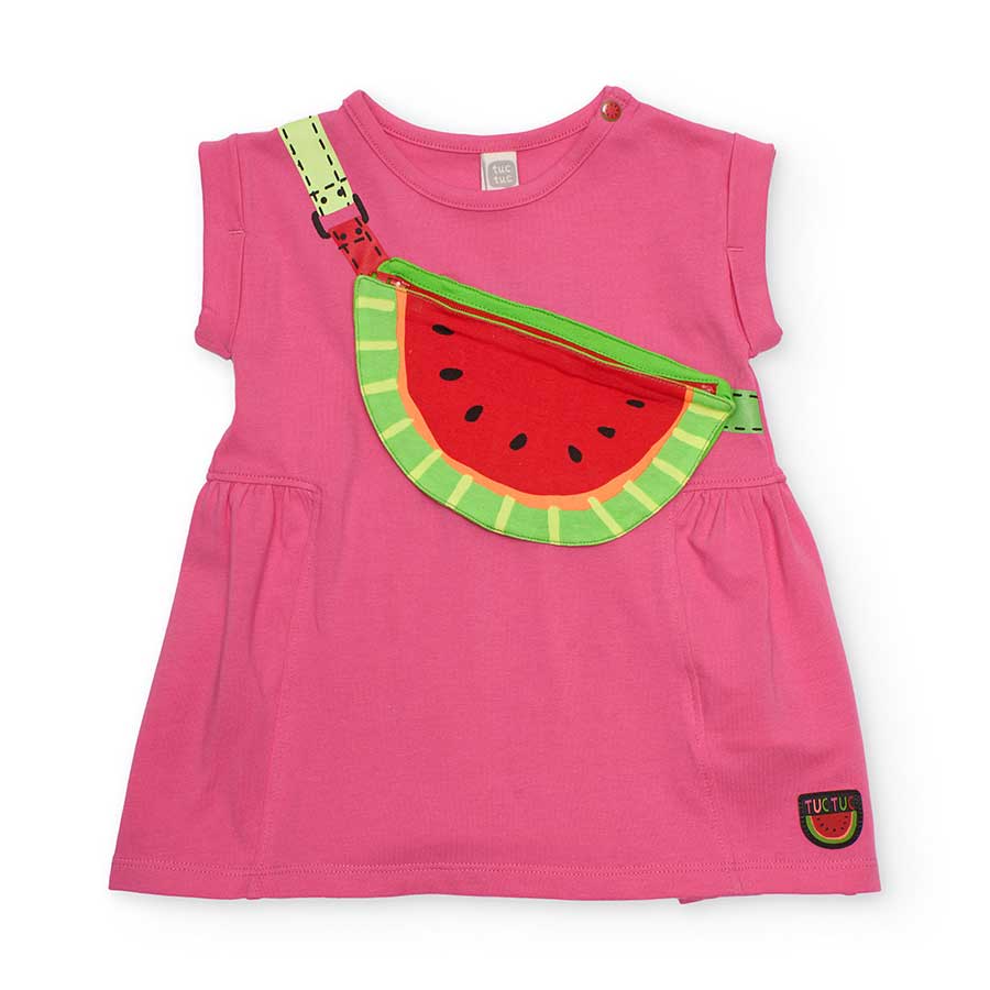 Jersey dress from the Tuc Tuc Girls' Clothing Line, in solid color with rolled edges on the strap...