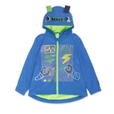 Giacca impermeabile Tuc Tuc con cappuccio e applicazioni fluo, colore blu.
