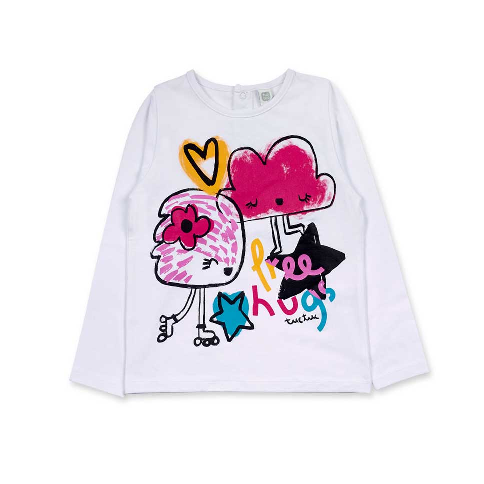 T-Shirt aus der Tuc Tuc Girls' Clothing Line, mit fluoreszierenden Motiven auf der Vorderseite un...