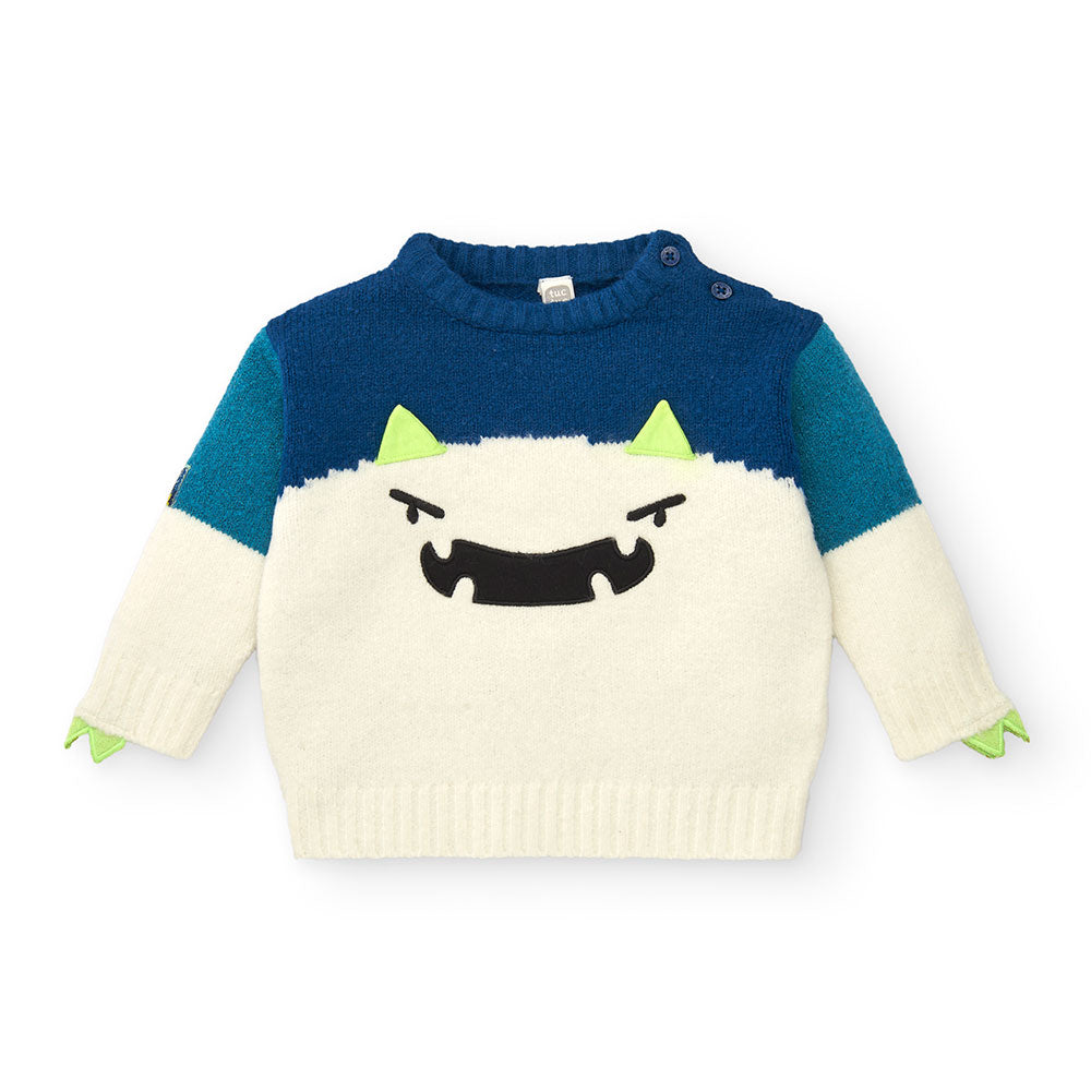 Pullover aus der Kinderbekleidungslinie Tuc Tuc, mit vorne gestickten Monster-Motiven.
 

Zusamme...