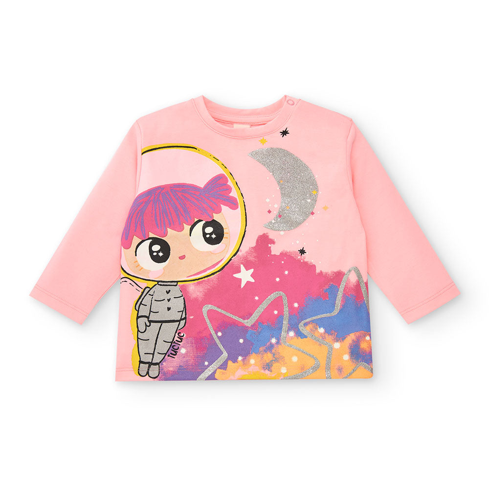 Langarmshirt aus der Kinderbekleidungslinie Tuc Tuc, mit Glitzerdruck auf der Vorderseite.
 
Zusa...