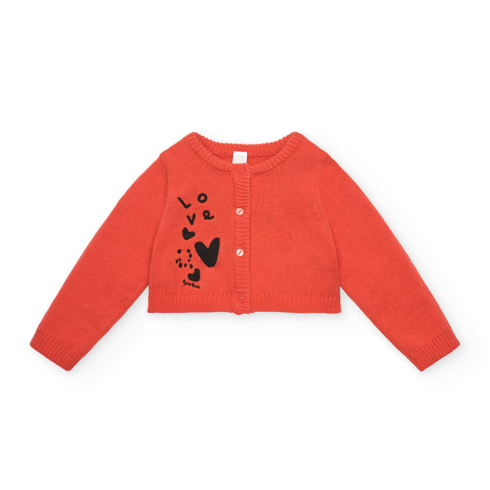 Strickjacke aus der Tuc Tuc Girls' Clothing Line, mit kleiner Stickerei auf einer Seite und kurze...