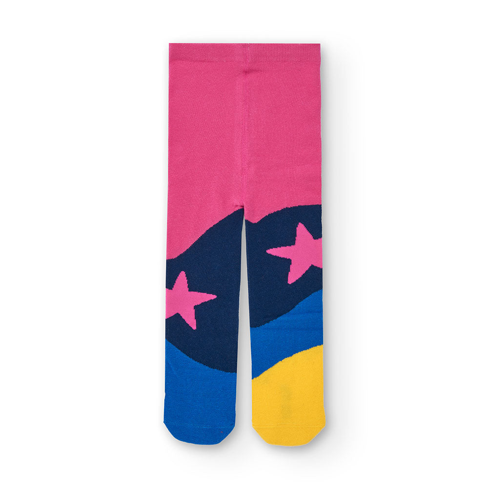 Calf tights from the Tuc Tuc Girls' Clothing Line, featuring a pattern of stars in neon colors. 
...