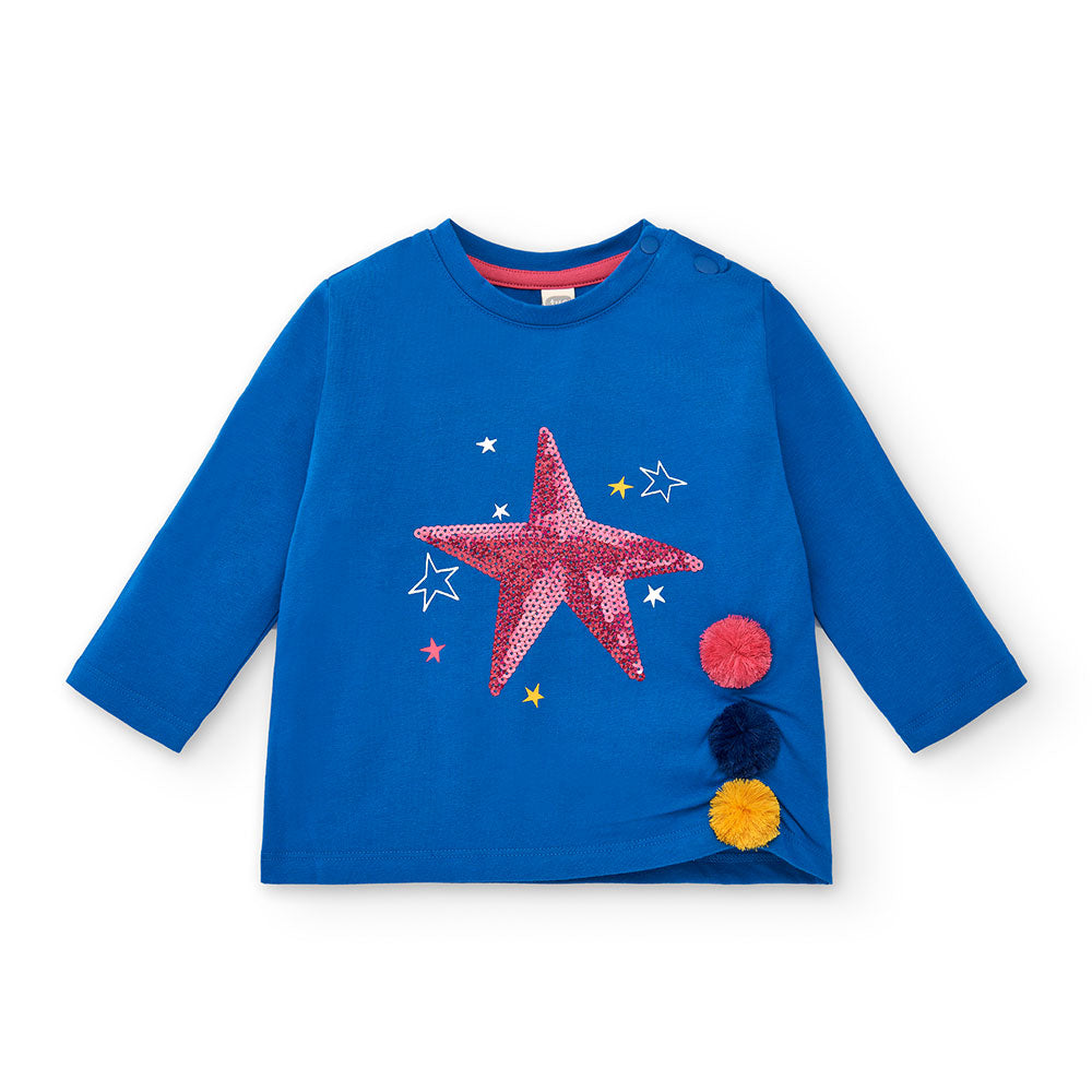 T-Shirt aus der Tuc Tuc Girls' Clothing Line, langärmelig mit Paillettenapplikation in Neonfarben...