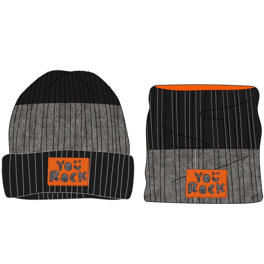 Complete hat and neck warmer from the Children's Clothing Line tuc Tuc, with a pattern of micro s...
