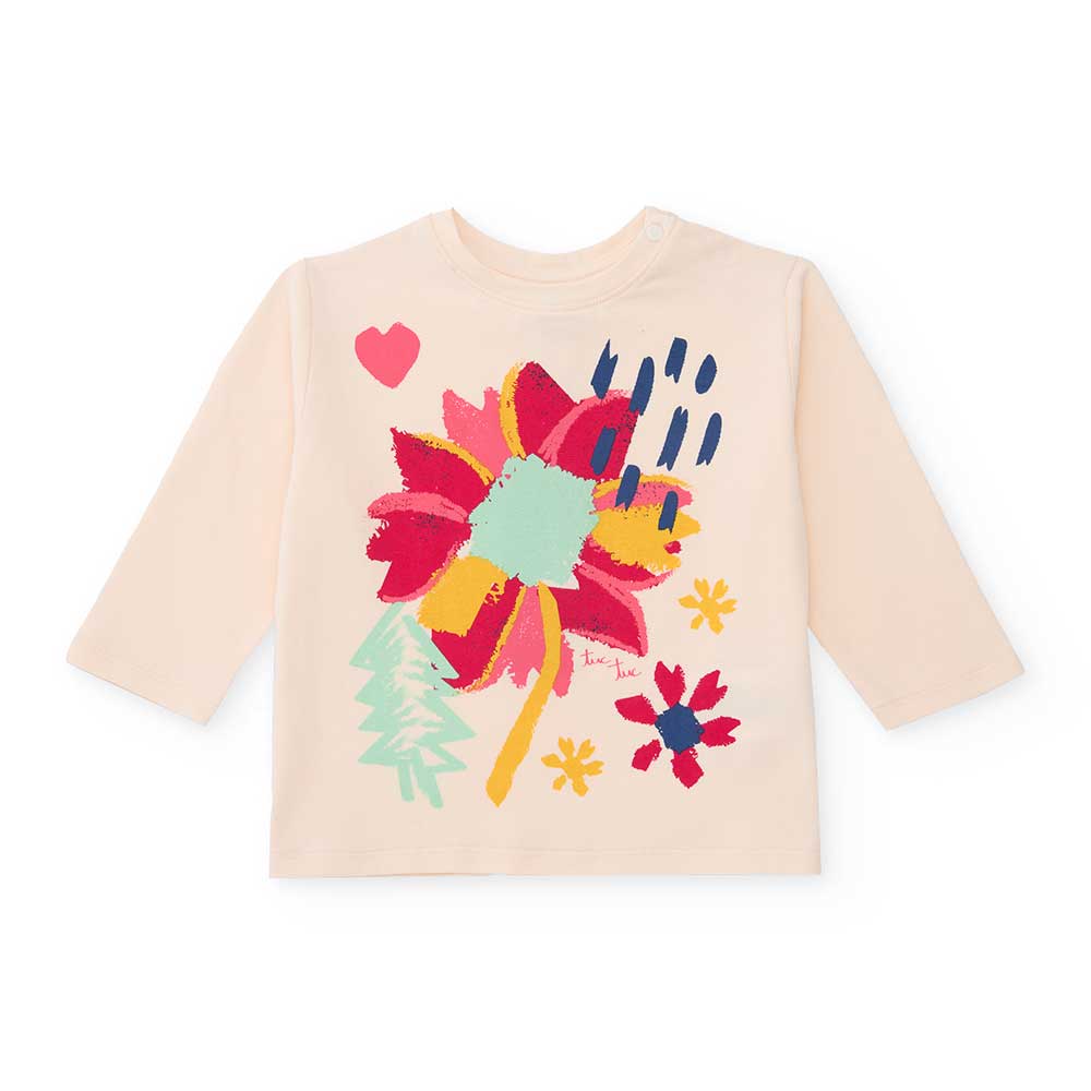 Entdecke das bedruckte Langarmshirt, perfekt für die Herbst- und Wintertage der Kleinsten. Das le...
