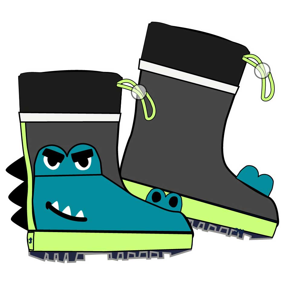 Gummistiefel aus der Kinderbekleidungslinie Tuc Tuc, mit Krokodilmotiv, Schnürung am Schaft.
Zusa...