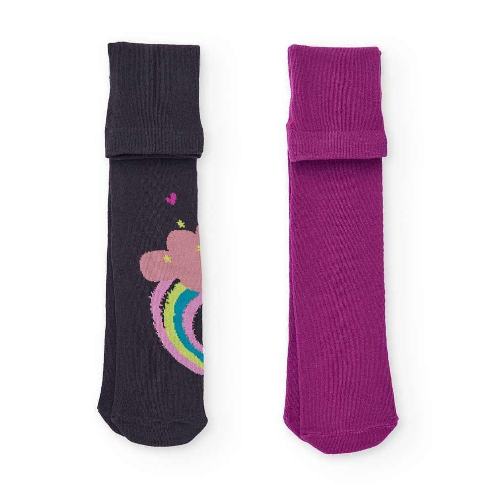 Confezione con due paia di collant della Linea Abbigliamento Bambina Tuc Tuc, con disegni di unic...