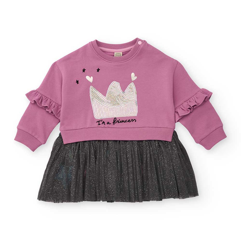 Kleid aus der Kinderbekleidungslinie Tuc Tuc mit Rüschen an den Trägern und mehrlagigem Tüllrock....
