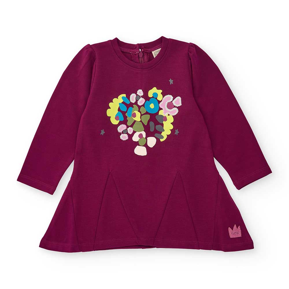 Dress from the Tuc Tuc Girls' Clothing Line, in lightweight fleece, with a flared model at the bo...