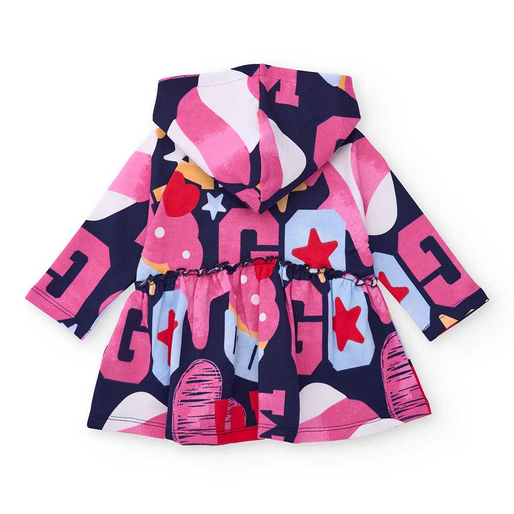 Dress from the Tuc Tuc Girls' Clothing Line, in sweatshirt fabric with a hood, wide skirt, and mu...