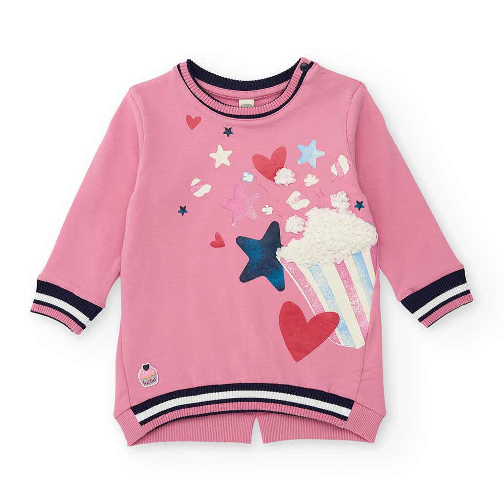 Abito della Linea Abbigliamento Bambina Tuc Tuc, in felpa, con stampa colorata sul davanti e bott...