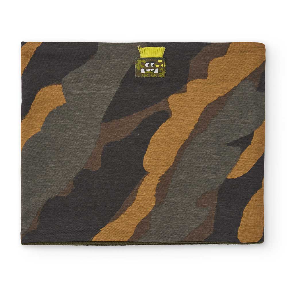 Schlauchschal aus der Kinderbekleidungslinie Tuc Tuc, mit Camouflage-Muster und innen aus Fleece....