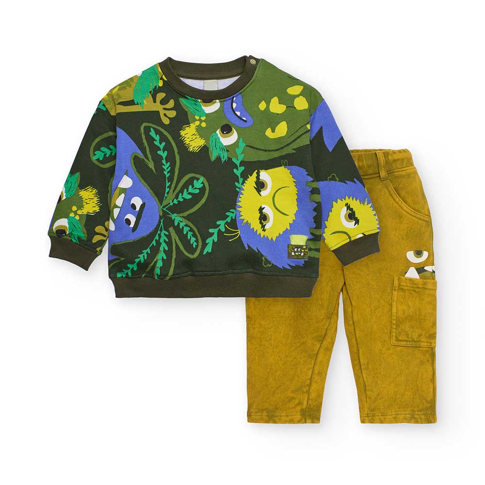 Zweiteiliger Anzug aus der Kinderbekleidungslinie Tuc Tuc, mit mehrfarbig gemustertem Sweatshirt ...