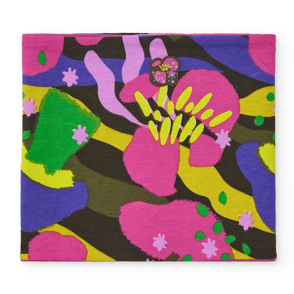 Scaldacollo of the Children's Clothing Line tuc Tuc, with fleece inside and a multicolor pattern ...