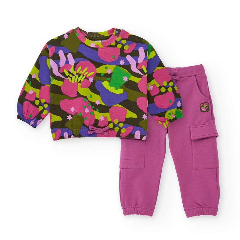 Tuc Tuc Girls' Clothing Line Suit, with multicolor sweatshirt and solid color soft pants.
Composi...