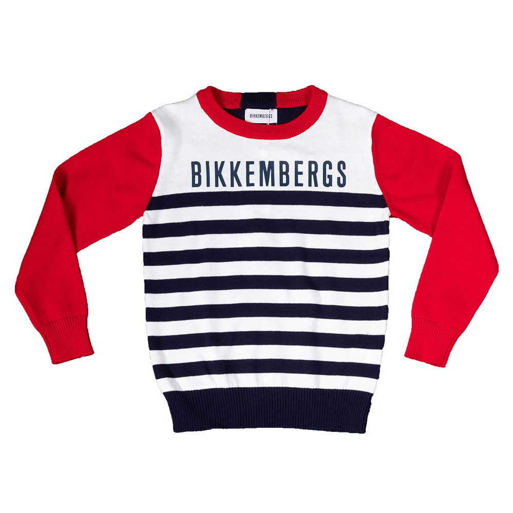 
  Baumwollpullover aus der Bikkembergs-Kinderkollektion, Rollkragen, mit
  Streifen und Logo auf...
