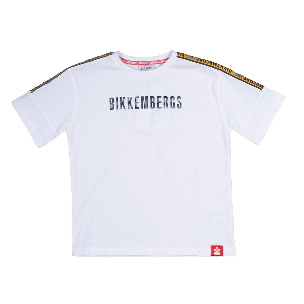 T-shirt della Linea Abbigliamento Bambino Bikkembergs, con applicazioni sul davanti e banda in te...