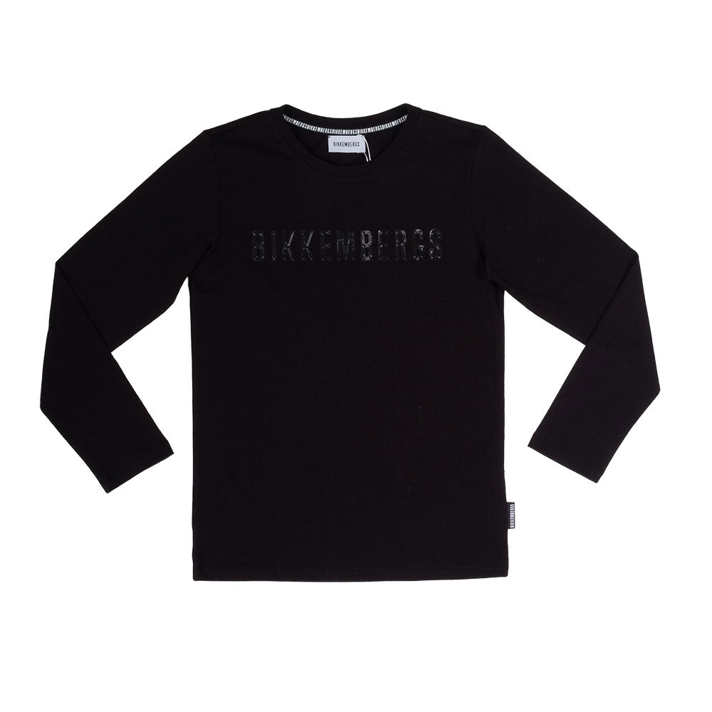 T-shirt a manica lunga della linea Abbigliamento bambino Bikkembergs, con logo in rilievo, tono s...