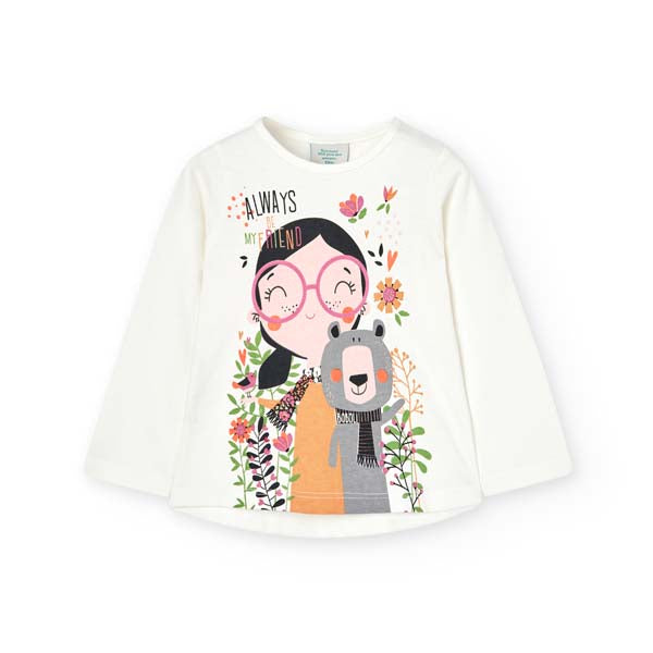 
Maglietta a maniche lunghe della Linea Abbigliamento Bambina Boboli, con stampa multicolor sul d...