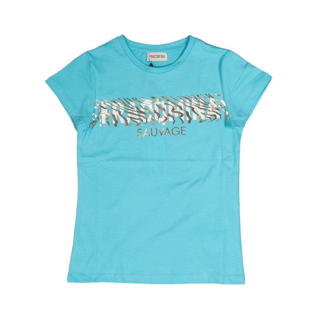 
T-Shirt aus der Kinderbekleidungslinie Fracomina, mit Aufdruck mit goldenen Details auf der Vord...