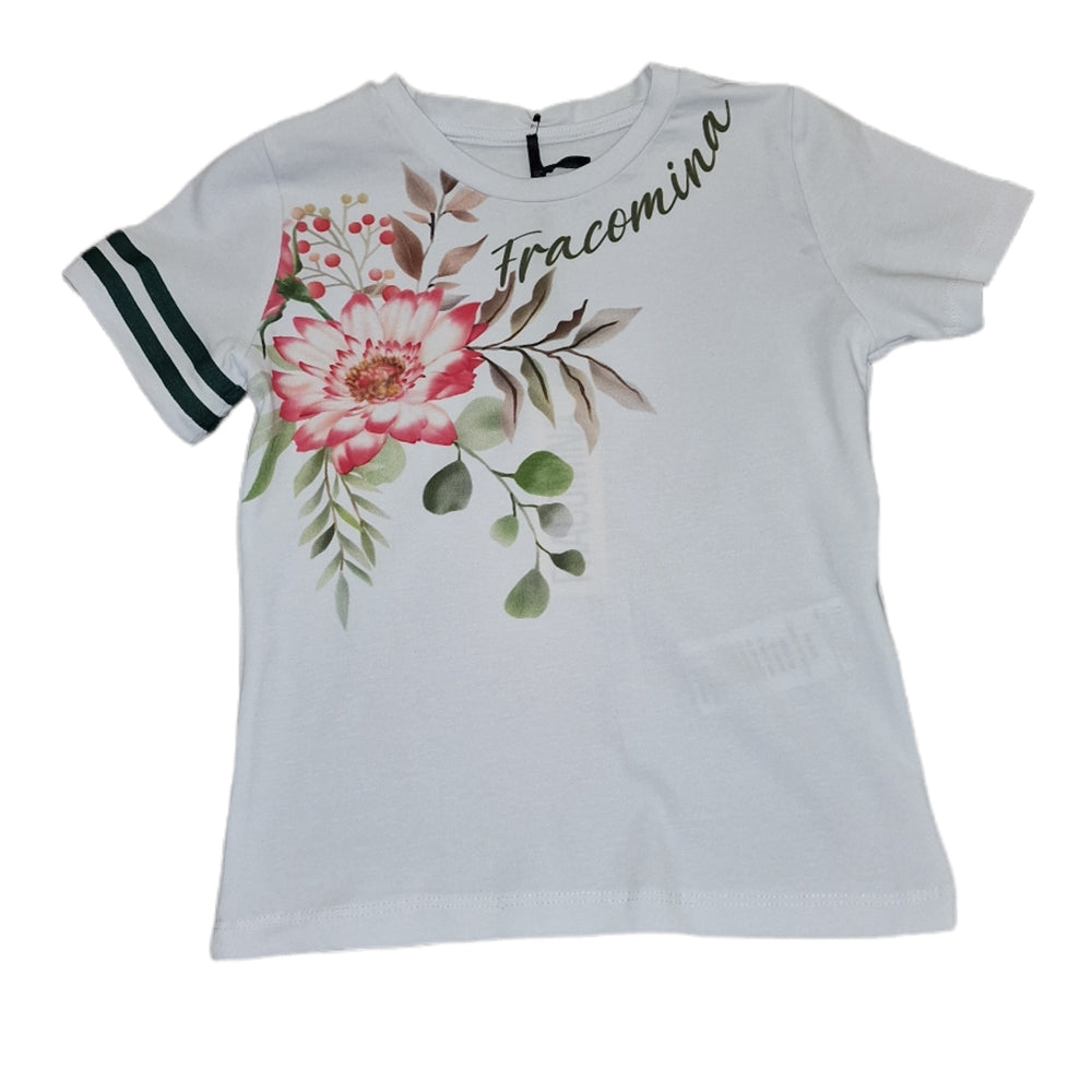 
T-Shirt aus der Fracomina Children's Clothing Line, mit farbigem Druck auf der Vorderseite und R...