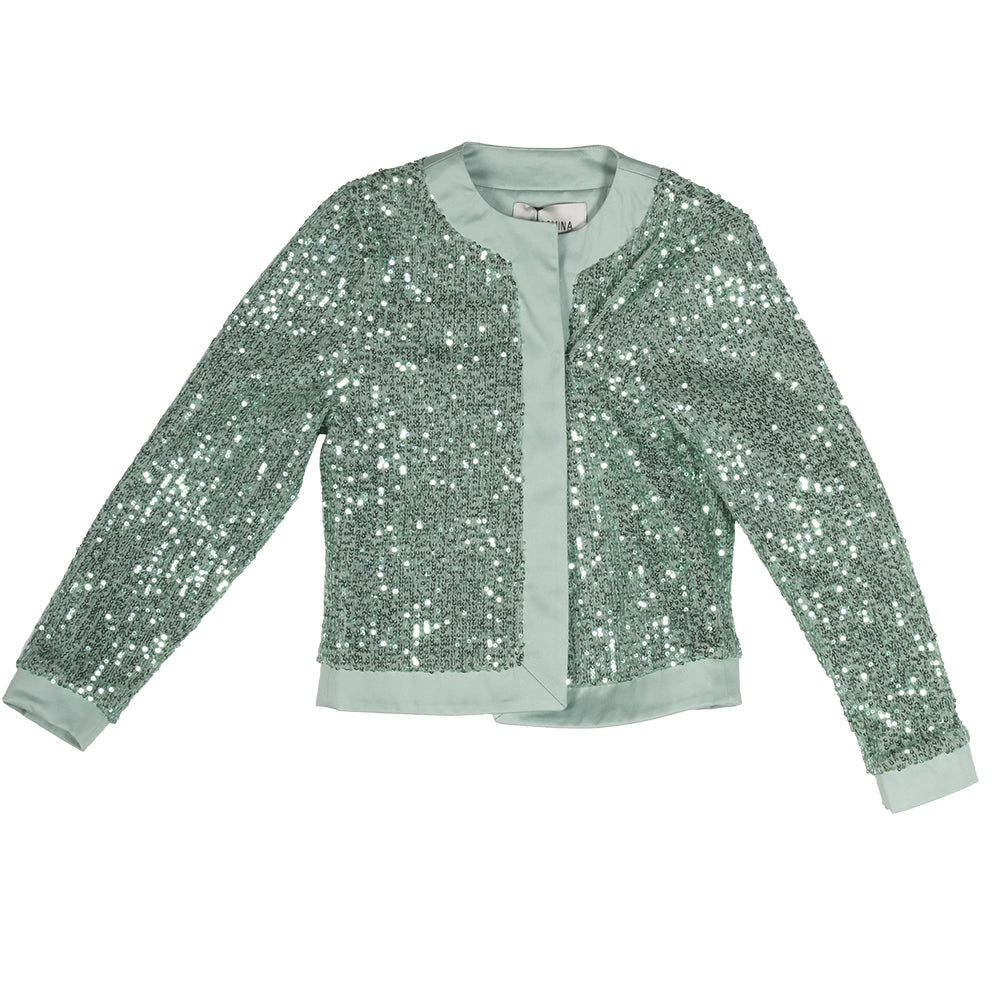 
Elegante Jacke aus der Fracomina Children's Clothing Line, mit Allover-Pailletten und kurzem Mod...
