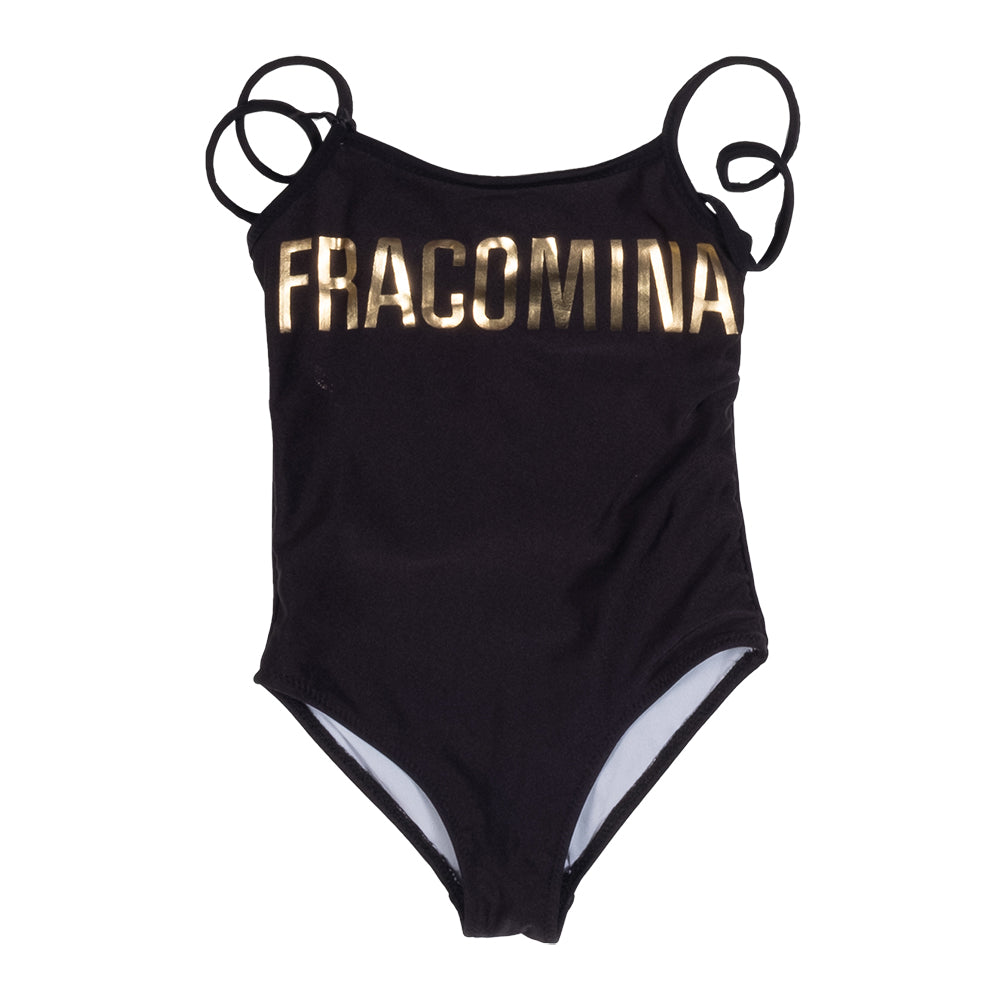 
Einteiliger Badeanzug aus der Fracomina Children's Clothing Line, mit goldenem Aufdruck auf der ...
