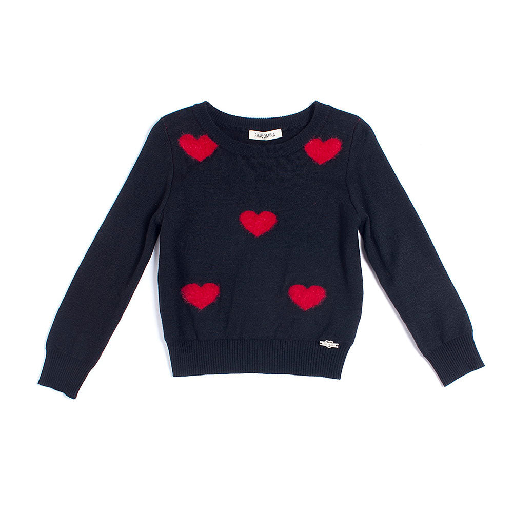 
  Pullover aus der Mädchenkollektion fracomina Mini mit kontrastierenden Herzen
  der Farbe.



...