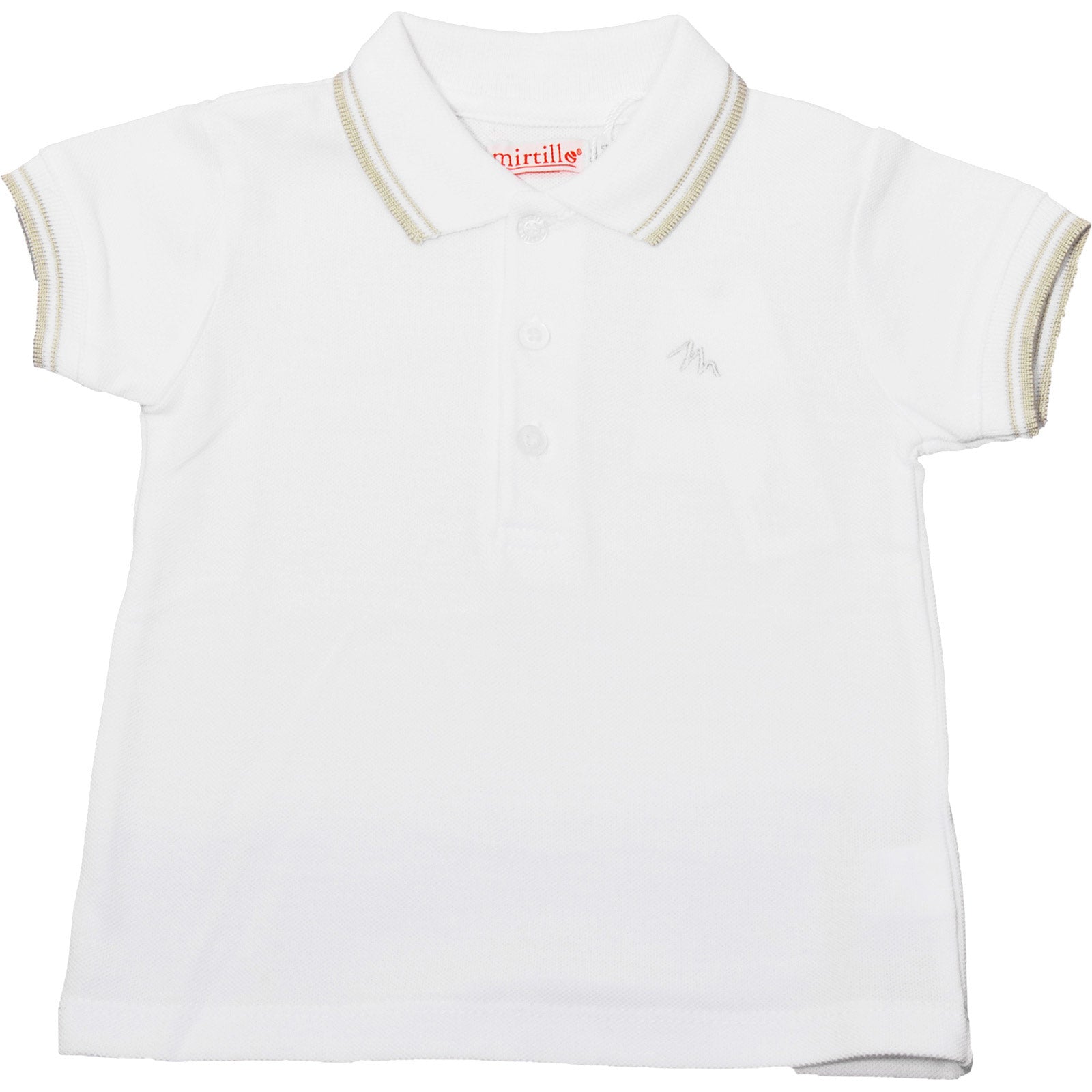 
  Baumwollpiquet-Poloshirt aus der Mirtillo-Kinderkleidungslinie, Kurzarm, weiß mit Eis auf weiß...