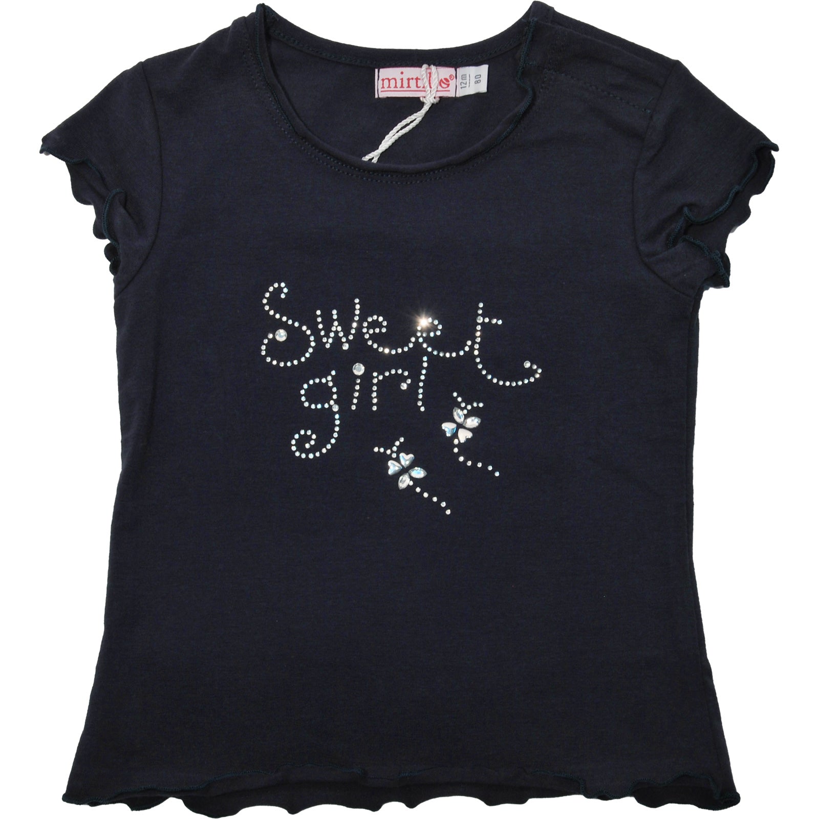 
  Kurzärmliges T-Shirt aus der Mirtillo Kinderkleidungslinie, elegant mit
  Anwendung von Strass...
