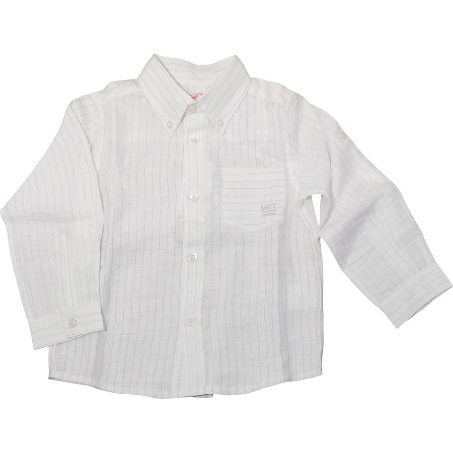 
  Langarmhemd aus der Mirtillo Kinderkleidungslinie aus Leinen, Streifenmuster, Eis auf Weiß, mi...