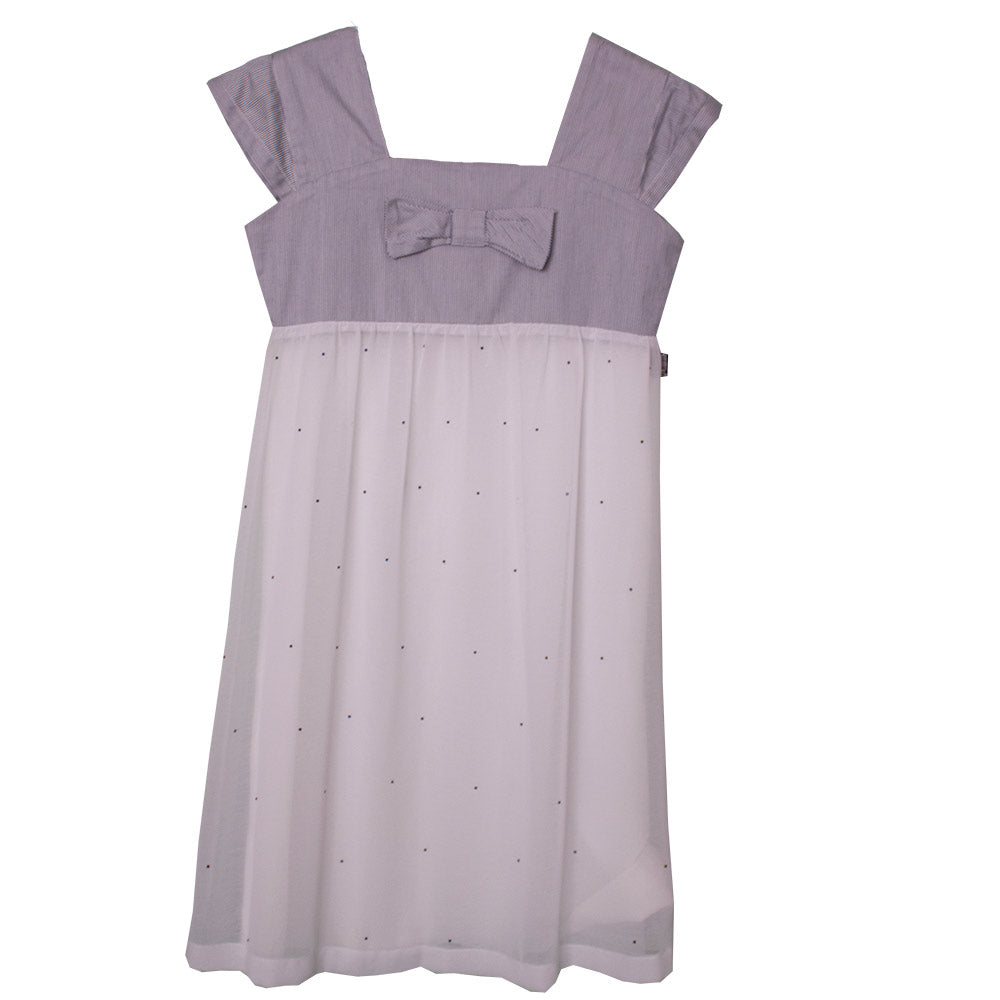 
  Kleid aus der Kindermode-Linie Mirtillo in Chiffon. Nadelstreifen-Ausschnitt
  mit Schleife; R...